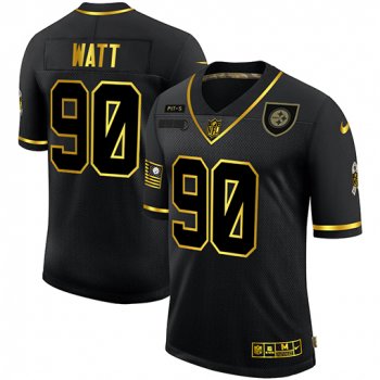 Nike Steelers 90 T.J. Watt Black Gold 2020 Salute To Service Limited Jersey