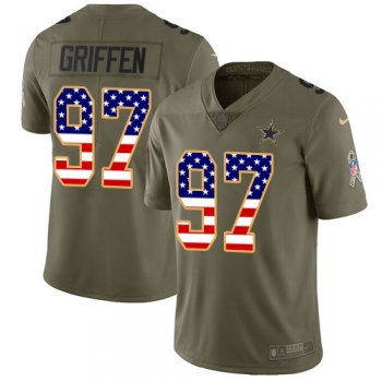 Youth Nike Cowboys #97 Everson Griffen Olive/USA Flag Stitched NFL Limited 2017 Salute To Service Jersey