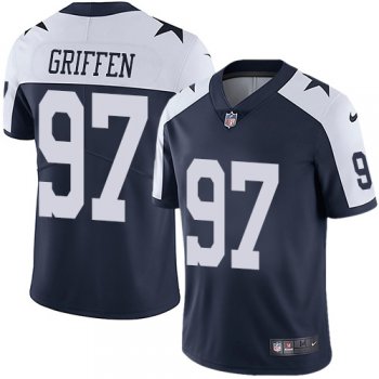 Youth Nike Cowboys #97 Everson Griffen Navy Blue Thanksgiving Stitched NFL 100th Season Vapor Throwback Limited Jersey