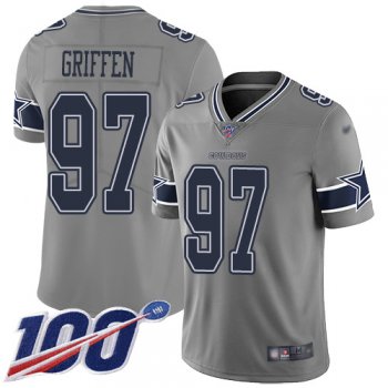 Youth Nike Cowboys #97 Everson Griffen Gray Stitched NFL Limited Inverted Legend 100th Season Jersey