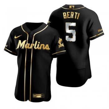 Miami Marlins Jon Berti Nike Black Golden Edition Authentic Jersey