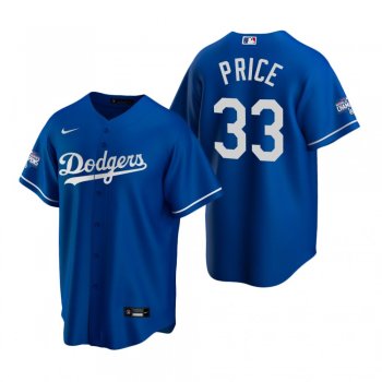 Men's Los Angeles Dodgers David Price Royal 2020 World Series Champions Replica Jersey