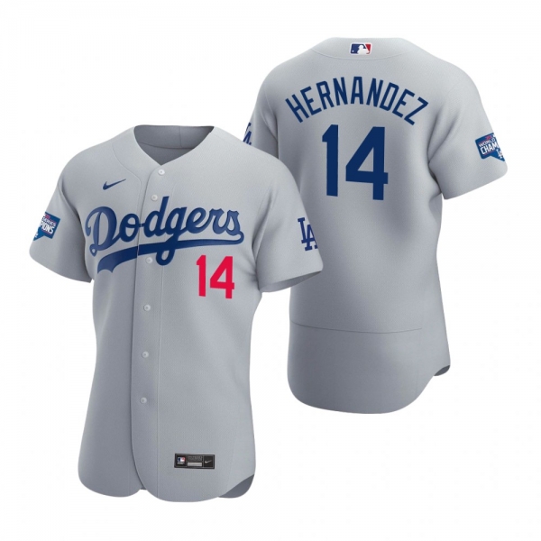 Los Angeles Dodgers Enrique Hernandez Gray 2020 World Series Champions Authentic Jersey