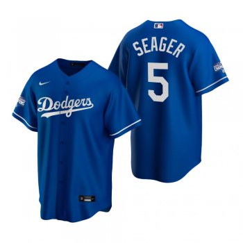 Youth Los Angeles Dodgers Corey Seager Royal 2020 World Series Champions Replica Jersey