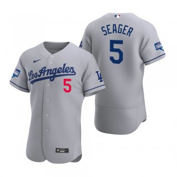 Los Angeles Dodgers Corey Seager Gray 2020 World Series Champions Road Authentic Jersey