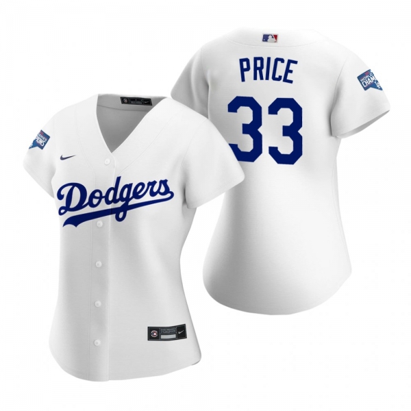 Women's Los Angeles Dodgers David Price White 2020 World Series Champions Replica Jersey