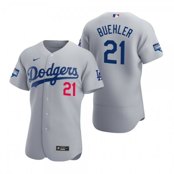 Los Angeles Dodgers Walker Buehler Gray 2020 World Series Champions Authentic Jersey