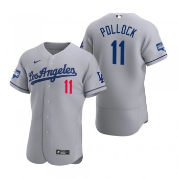 Los Angeles Dodgers A.J. Pollock Gray 2020 World Series Champions Road Authentic Jersey