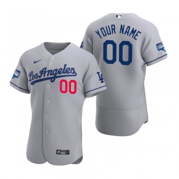 Los Angeles Dodgers Custom Gray 2020 World Series Champions Road Authentic Jersey