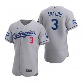 Los Angeles Dodgers Chris Taylor Gray 2020 World Series Champions Road Authentic Jersey