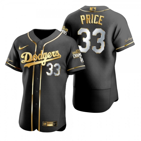 Los Angeles Dodgers David Price Black 2020 World Series Champions Gold Edition Jersey