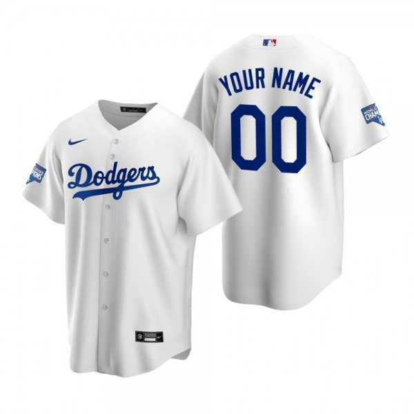 Men's Los Angeles Dodgers Custom White 2020 World Series Champions Replica Jersey