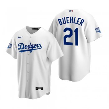 Men's Los Angeles Dodgers Walker Buehler White 2020 World Series Champions Replica Jersey