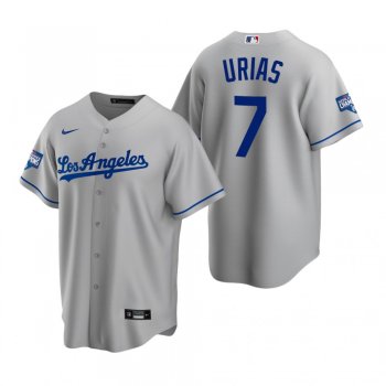 Men's Los Angeles Dodgers Julio Urias Gray 2020 World Series Champions Road Replica Jersey