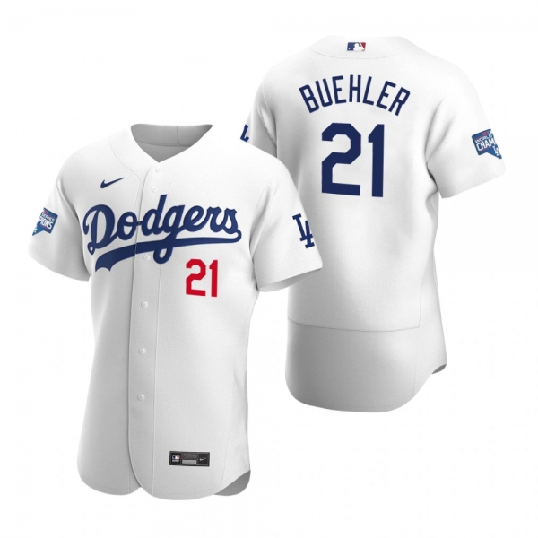 Los Angeles Dodgers Walker Buehler White 2020 World Series Champions Authentic Jersey