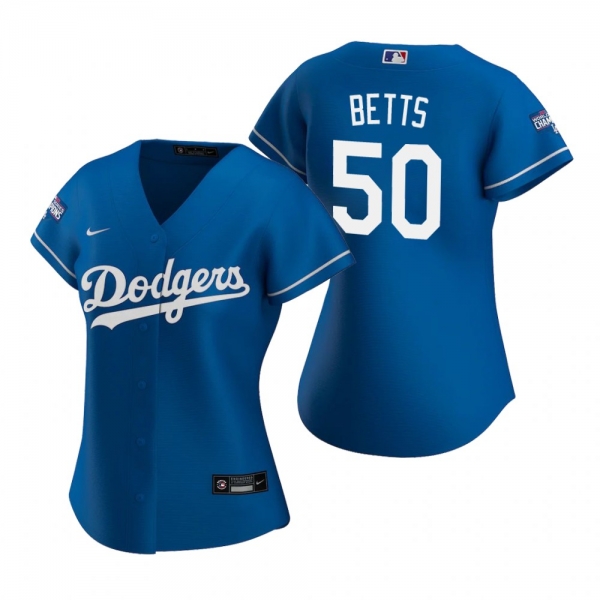 Women's Los Angeles Dodgers Mookie Betts Royal 2020 World Series Champions Replica Jersey