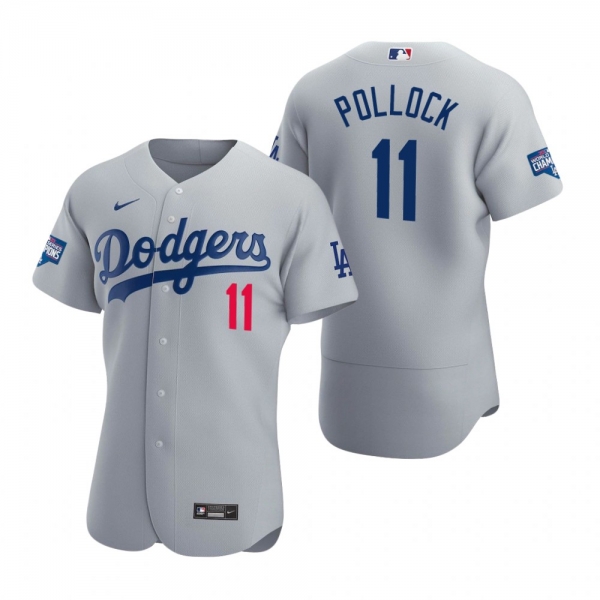 Los Angeles Dodgers A.J. Pollock Gray 2020 World Series Champions Authentic Jersey