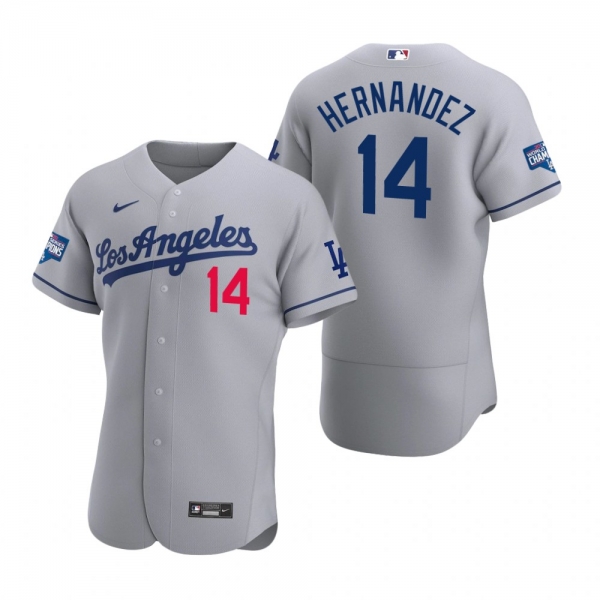 Los Angeles Dodgers Enrique Hernandez Gray 2020 World Series Champions Road Authentic Jersey