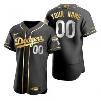 Los Angeles Dodgers Custom Black 2020 World Series Champions Gold Edition Jersey