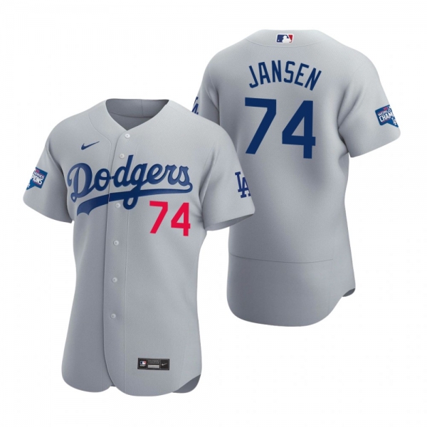 Los Angeles Dodgers Kenley Jansen Gray 2020 World Series Champions Authentic Jersey