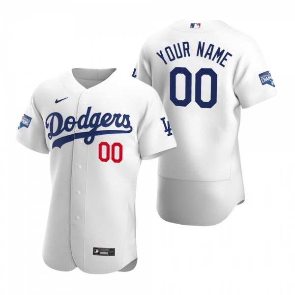 Los Angeles Dodgers Custom White 2020 World Series Champions Authentic Jersey