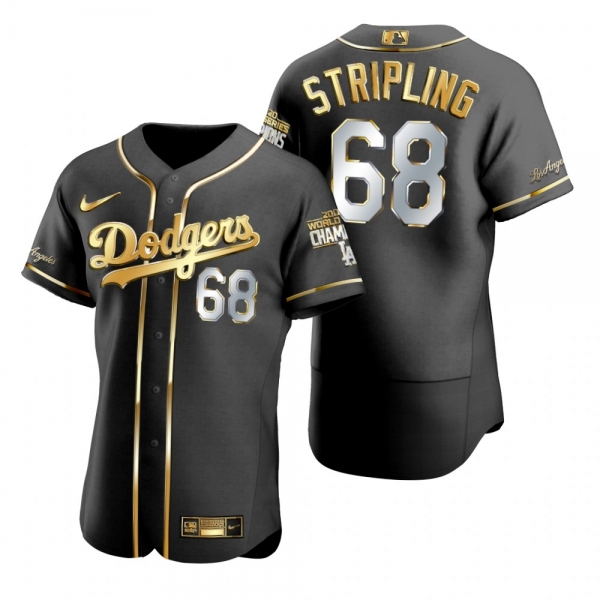 Los Angeles Dodgers Ross Stripling Black 2020 World Series Champions Gold Edition Jersey