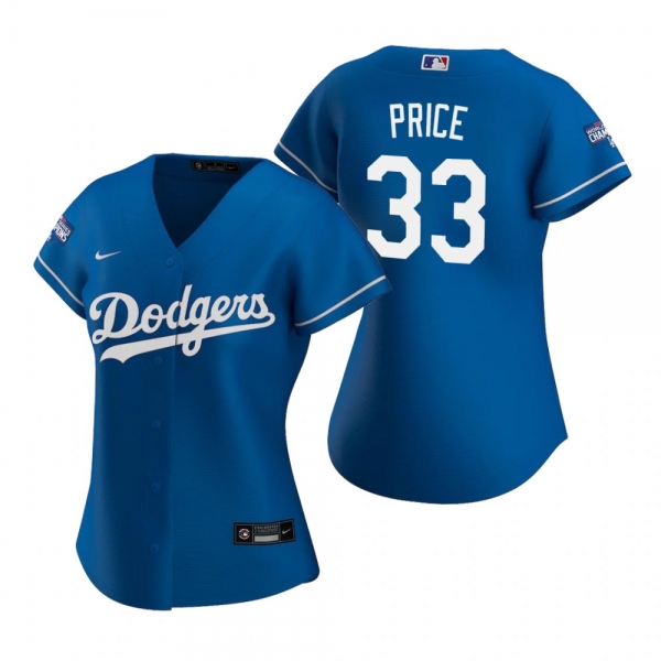 Women's Los Angeles Dodgers David Price Royal 2020 World Series Champions Replica Jersey