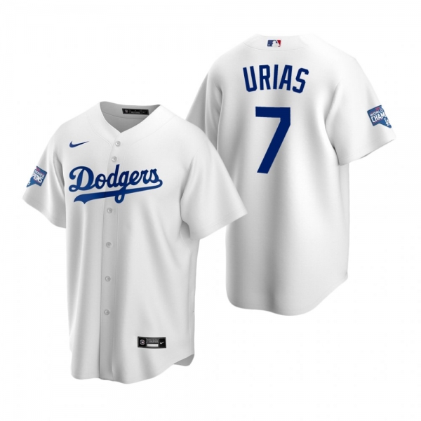 Men's Los Angeles Dodgers Julio Urias White 2020 World Series Champions Replica Jersey