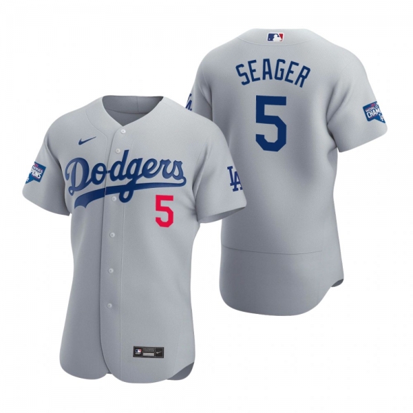 Los Angeles Dodgers Corey Seager Gray 2020 World Series Champions Authentic Jersey