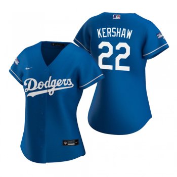 Women's Los Angeles Dodgers Clayton Kershaw Royal 2020 World Series Champions Replica Jersey