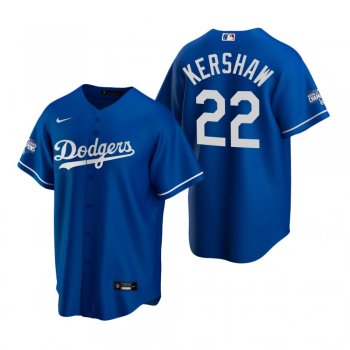 Los Angeles Dodgers Clayton Kershaw Royal 2020 World Series Champions Replica Jersey