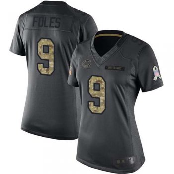 Women's Nike Bears #9 Nick Foles Black Stitched NFL Limited 2016 Salute to Service Jersey