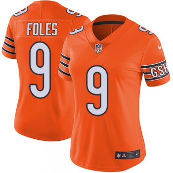 Women's Nike Bears #9 Nick Foles Orange Stitched NFL Limited Rush Jersey