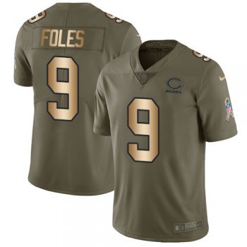 Youth Nike Bears #9 Nick Foles Olive/Gold Stitched NFL Limited 2017 Salute To Service Jersey