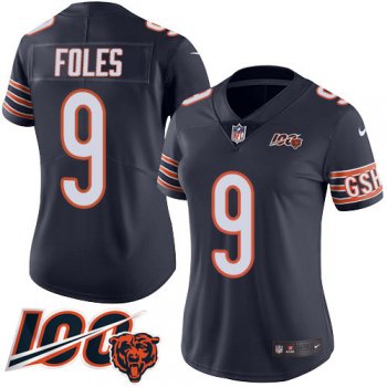 Women's Nike Bears #9 Nick Foles Navy Blue Team Color Stitched NFL 100th Season Vapor Untouchable Limited Jersey