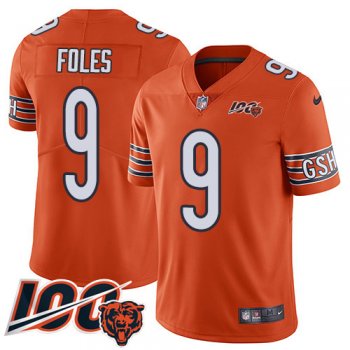 Youth Nike Bears #9 Nick Foles Orange Stitched NFL Limited Rush 100th Season Jersey