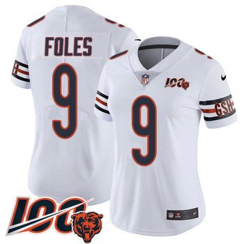 Women's Nike Bears #9 Nick Foles White Stitched NFL 100th Season Vapor Untouchable Limited Jersey