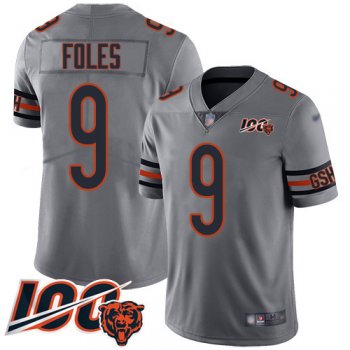 Youth Nike Bears #9 Nick Foles Silver Stitched NFL Limited Inverted Legend 100th Season Jersey