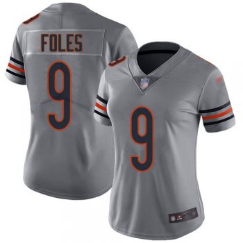 Women's Nike Bears #9 Nick Foles Silver Stitched NFL Limited Inverted Legend Jersey