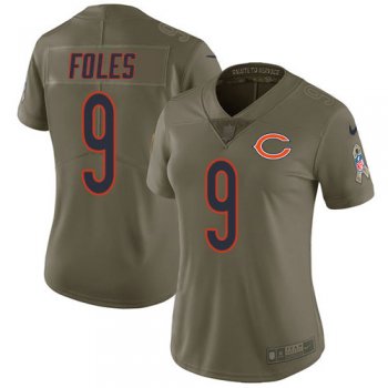 Women's Nike Bears #9 Nick Foles Olive Stitched NFL Limited 2017 Salute To Service Jersey