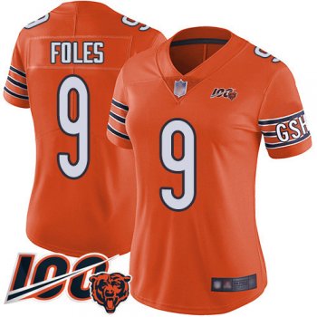 Women's Nike Bears #9 Nick Foles Orange Stitched NFL Limited Rush 100th Season Jersey