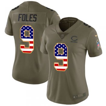 Women's Nike Bears #9 Nick Foles Olive/USA Flag Stitched NFL Limited 2017 Salute To Service Jersey