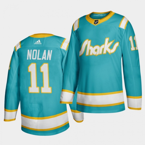 Owen Nolan #11 San Jose Sharks 2020 Throwback Teal Authentic Player Jersey