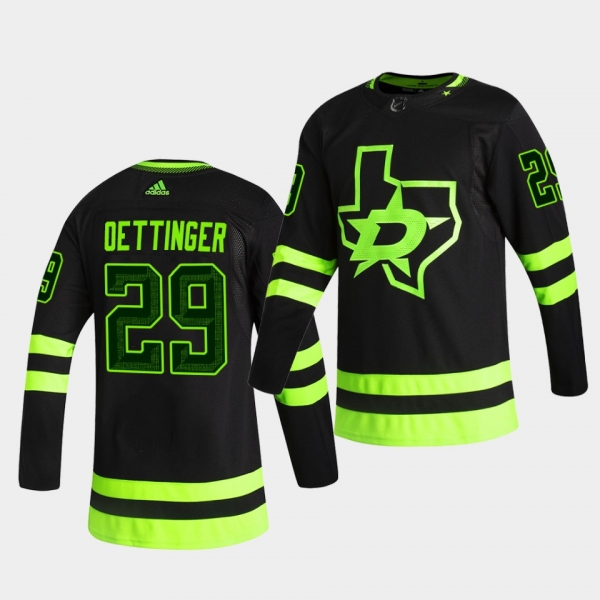 Dallas Stars 2020-21 Third Jake Oettinger Authentic Blackout Black Jersey