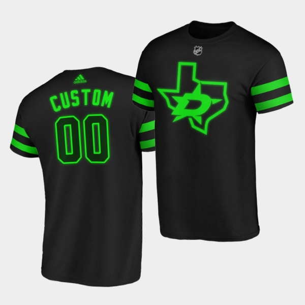 Custom #00 Stars 2020-21 Third Blackout T-Shirt Neon Green Black