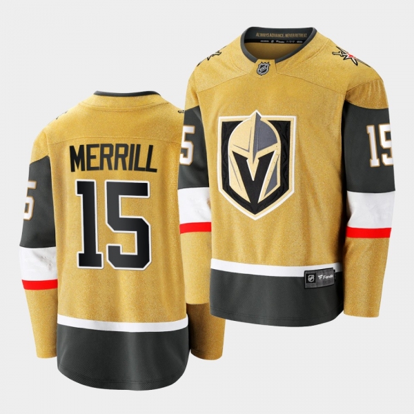 Jon Merrill #15 Golden Knights 2020-21 Alternate Gold Premier Breakaway Jersey