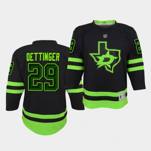 Youth Jake Oettinger Jersey Stars Third Black Blackout Replica Jersey