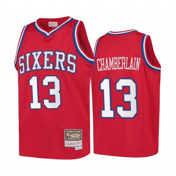 Youth Wilt Chamberlain Philadelphia 76ers Hardwood Classics Jersey - Red