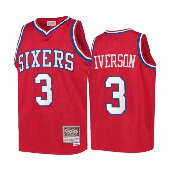 Youth Allen Iverson Philadelphia 76ers Hardwood Classics Jersey - Red