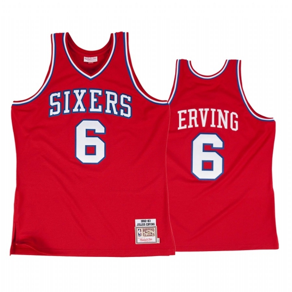 Julius Erving #6 Philadelphia 76ers Red Hardwood Classics Jersey